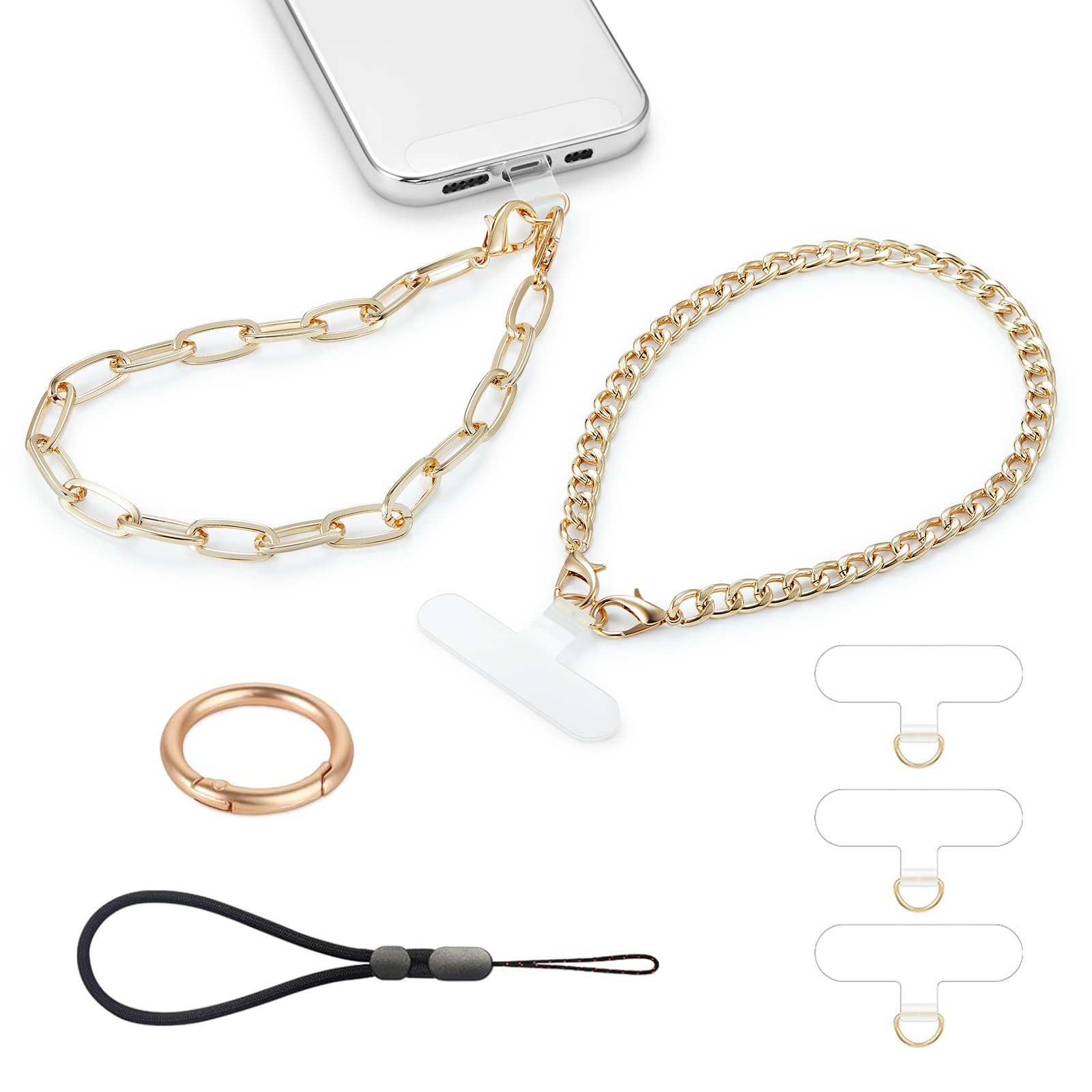 Casecond 2 pcs Phone Charm with Gold Metal Chain Detachable Casecond 2 pcs Phone Charm with Gold Metal Chain Detachable